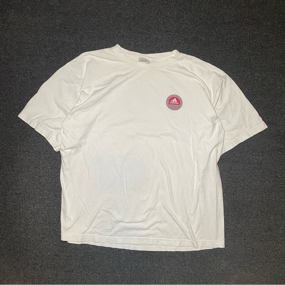 Adidas y2k authentic athletics worldwide logo white shirt size xl